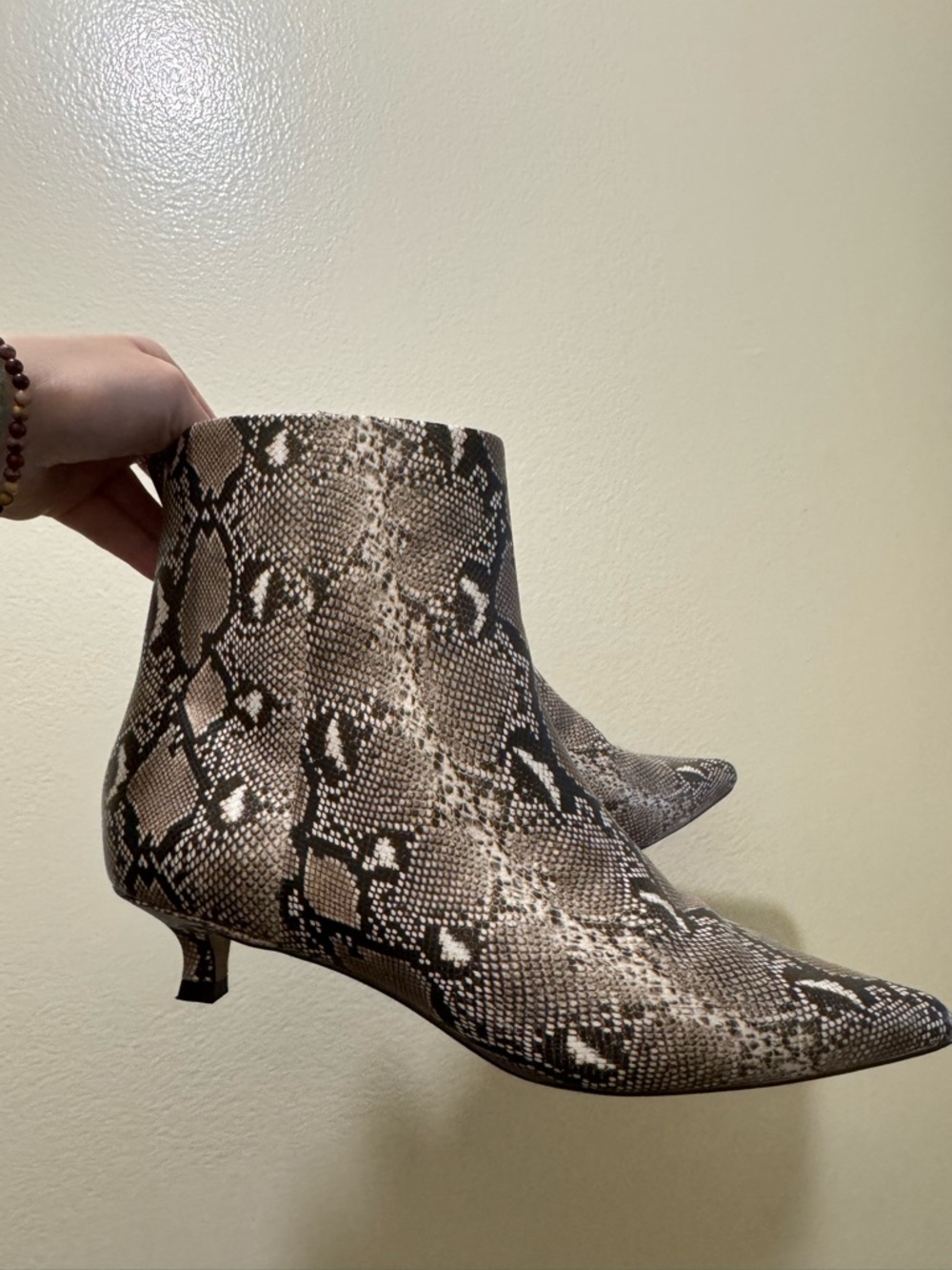 Aldo Brown Snake-Print Pointed Toe Heels